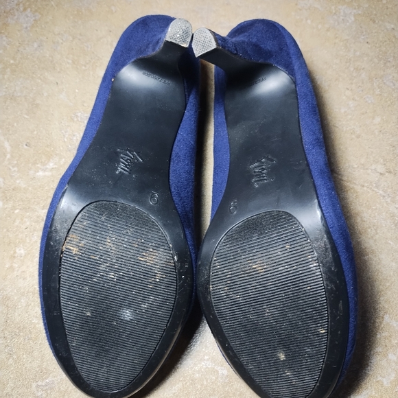 Fioni Vintage Y2K Cobalt Blue Faux Suede High Heeled Shoes Size 9 - Picture 4 of 6